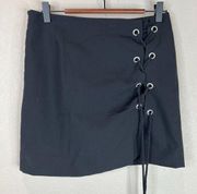 Rebecca Minkoff Mini Skort Sz 4 Black Side Lace Up Stretchy Mini