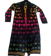 NWT ModCloth Duster Cardigan Colorful Stars Knit Women’s Size Large L (no Belt)