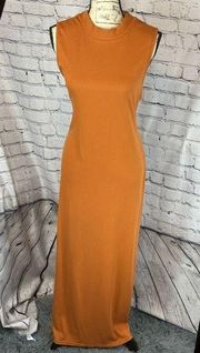 Hot Kiss Ribbed Maxi Dress - Form Fitting - Burnt Orange - Size 2x