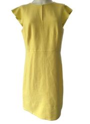 Ann Taylor Women's Yellow Sheath Lined Professional Dress Flutter Sleeves 6