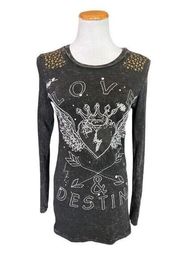 Womens Ariat Love • Destiny Studded Stitched Embellished Heart Crown Top - Sz M