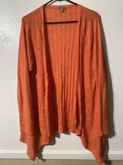 J. Jill Cardigan Sweater Womens Large Orange Linen Blend Lagenlook Slouchy