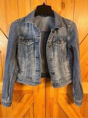 American Eagle  Jacket Womens Small Petite Blue Denim Jean Coat (2038)