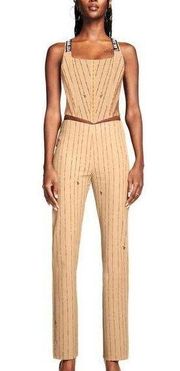 nwt iamgia dominique pant tan pinstripe XXS