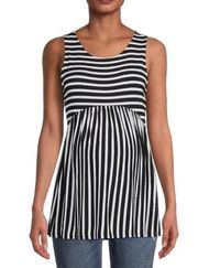 Time and Tru Maternity Sleeveless Smock Top Size Small 4-6 Black White Stripe