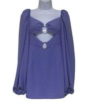 Revolve Rumer Womens S Gypsy A Line Mini Dress Purple Cutouts Long Sleeve NWT