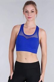 New Blue Netted Racerback Workout Sports Bra