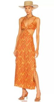 Alexis Daya Midi Linen Sundress Orange Size Small