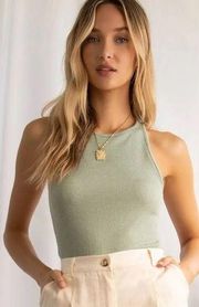 Lulus Everyday Essential Sage Green Ribbed Racerback Tank Top