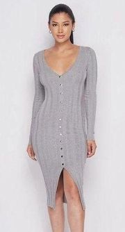 Hera Collection GREY Bodycon Ribbed Sweater Midi Dress size Large