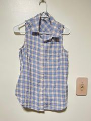 NWOT  Womens Plaid Check Sleeveless Top Shirt S.