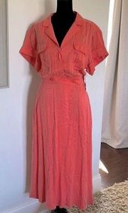 NWT Equipment Femme Coral Dress. Size 6 Silk/Viscose Blend