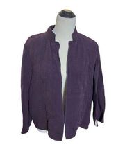 Eileen Fisher Blazer jacket Purple Deep Plum Textured Silk open front size M