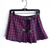 Brandy Melville One Size XS/S Red Plaid Pleated Mini Skirt