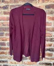 Cable & Gauge Burgundy Red Open Front Cardigan Sweater Women's Size Small