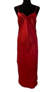 Gilligan & O’Malley Red Satin Long Intimate Nightgown with Side Cutouts Size Sma