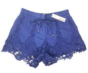 Indigo Floral Crochet Lace Shorts