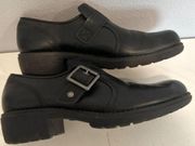 Eastland Women Shoes Open Road Blk Leather Loafers Sz 7.5M Buckle Chunky Slip-On
