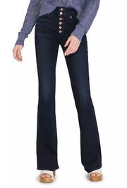 Veronica Beard Beverly High-Rise Skinny Flare Jeans dark river