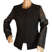 For Cynthia Wool & Faux Leather Letterman Jacket L