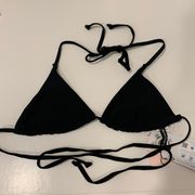 Pretty Little Thing Black Ribbed Triangle Bikini Top