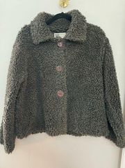 Vintage Habitat Olive Teddy Bear Button Down Coat M/L