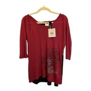 Harley Davidson Blouse Women's Large High Low Hem Laced Back Top Red NEW