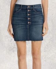 J Brand Rosalie denim button up raw edge blue jean mini skirt size 31