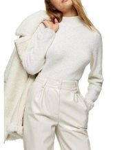 NEW Topshop Boxy Crop Turtleneck Sweater in Ivory Size US 14