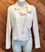 Candies Moto Jacket Light Pink Long Sleeve Crop Lightweight Knit Zipper Medium