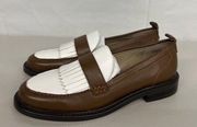 New Ann Taylor leather loafer slip on brown white. sz 5 (M) womens