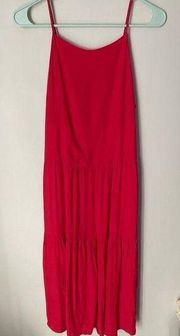 & Other Stories Red Pleated Midi Dress Size 4