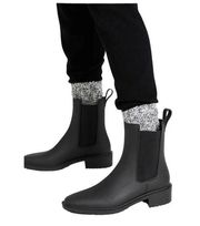 NEW Sam Edelman Sue Rain Boots 10 Womens Black Waterproof Pull On Rubber Matte