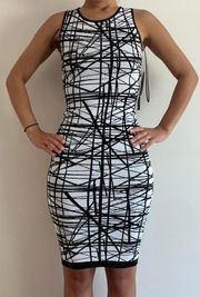 Black Geo Linework Dress NWT