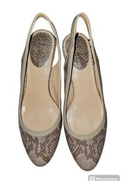 Cole Haan Nike Women’s Slingback Snake Print Kitten Heel Pumps Tan 8 B