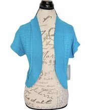 Ny Collection Womens Open Cardigan Shrug Size Small Blue Turquoise Sweater Short