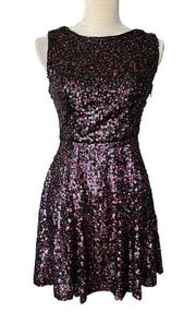 Hailey Logan Adrianna Papell Skater Party Dress 9/10 Pink Sequin Sleeveless New