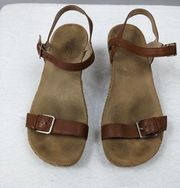 Vionic Enisa Platform Sandal Brown 9 Adjustable Buckle Ankle Strap Arch Support