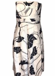 Ann Taylor Strapless & Spaghetti Dress, White, Black, 6 Petite