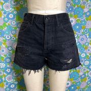 AGOLDE  Black Distressed Denim Shorts size:27