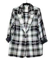 Vintage Fashion Bug One Button Plaid Blazer Jacket Shoulder Pads Size 18/20 W