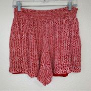 Knox Rose Boho Red Smocked Shorts