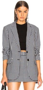 💕TIBI💕 Cut Ups Gingham Suiting Mens Blazer with Back Zip Black & White Print 4