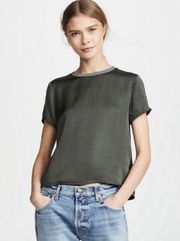 Nation Ltd Marie Sateen Green Cropped Boxy T-Shirt - size Medium