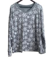 Nautica PJ Set Women XL Gray Crew Neck Long Sleeve Snow Flake Print Pull On NWT