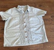 Blair Women Button Down Top Sz XL Cotton Wood Buttons L0563