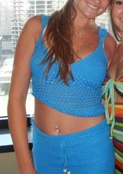 crochet blue skirt and top set