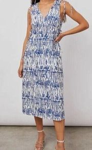 Rails Constantine Midi Dress Size XS Blue Cobalt Shibori Ruched Vacation Resort