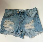 Ripped Denim High Rise Jean Shorts