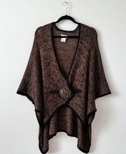 Soft surroundings poncho style cardigan knit art to wear lagenlook brown